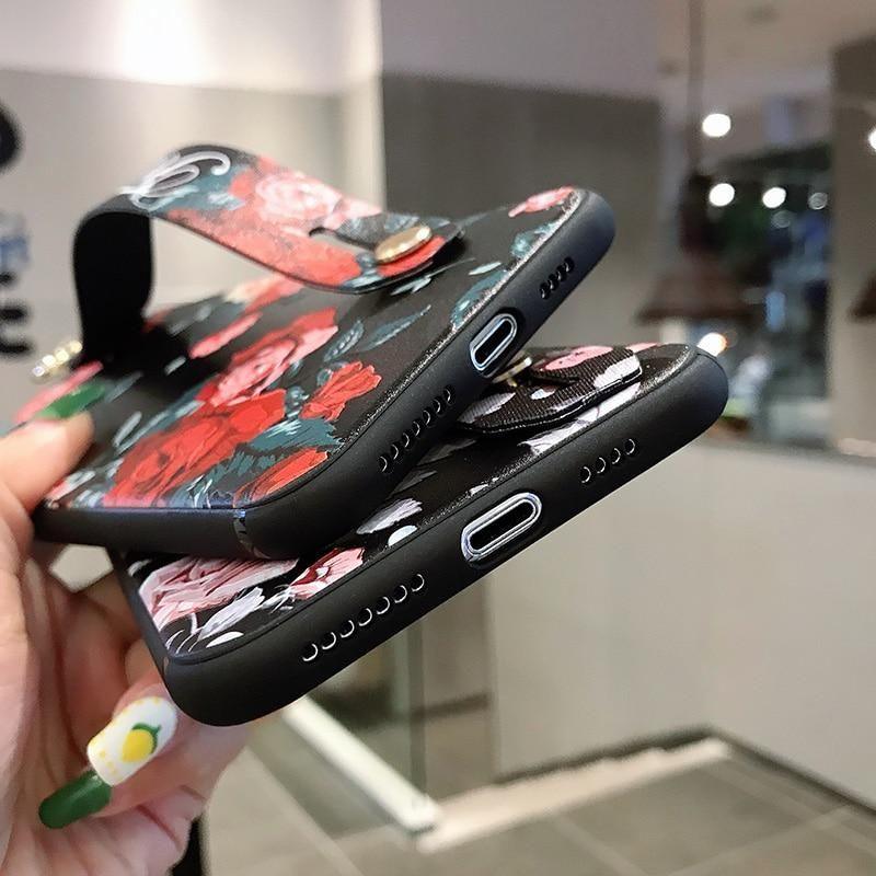 Flowers Black Cute Phone Cases For Galaxy S21 S10 S20 plus Ultra 20 30 A50 70 A51 71 21s 52 72 32 12 13 - Touchy Style