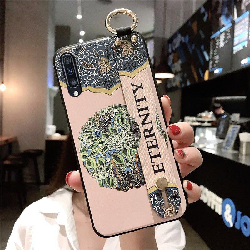 Flowers Black Cute Phone Cases For Galaxy S21 S10 S20 plus Ultra 20 30 A50 70 A51 71 21s 52 72 32 12 13 - Touchy Style