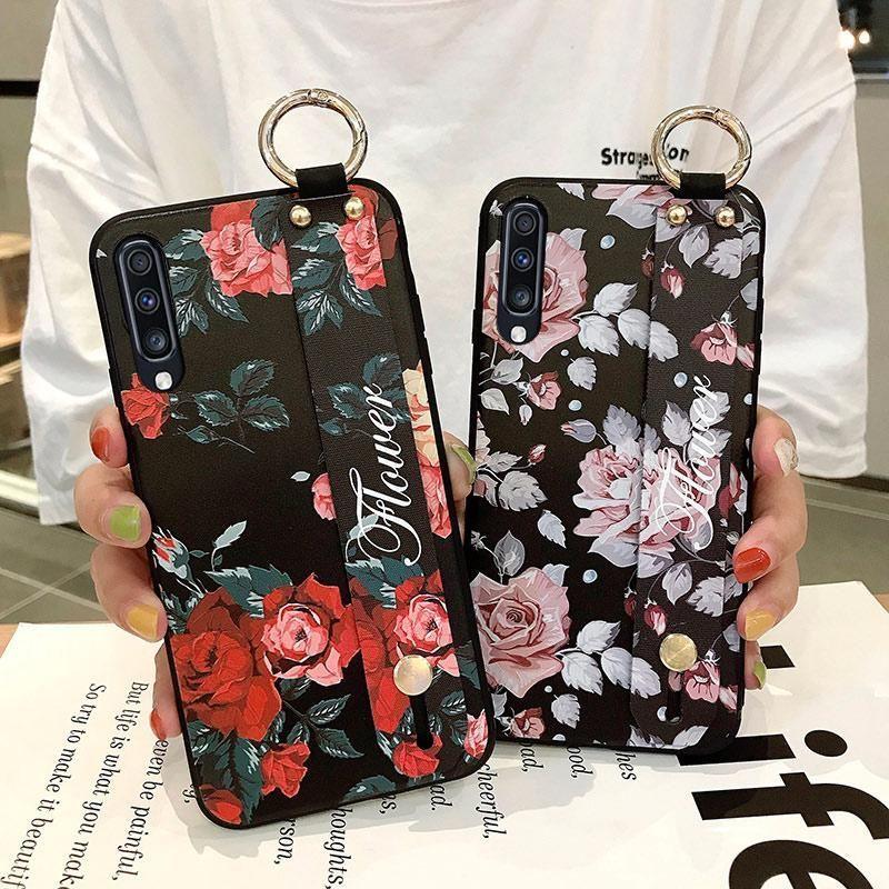 Flowers Black Cute Phone Cases For Galaxy S21 S10 S20 plus Ultra 20 30 A50 70 A51 71 21s 52 72 32 12 13 - Touchy Style