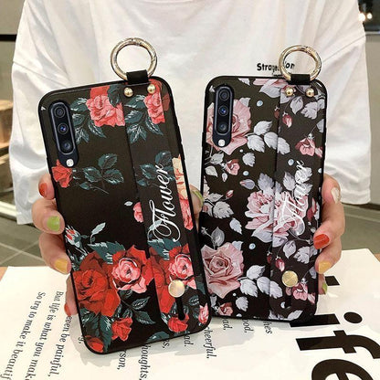 Flowers Black Cute Phone Cases For Galaxy S21 S10 S20 plus Ultra 20 30 A50 70 A51 71 21s 52 72 32 12 13 - Touchy Style