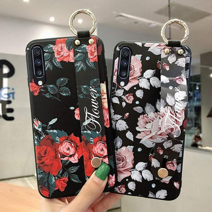 Flowers Black Cute Phone Cases For Galaxy S21 S10 S20 plus Ultra 20 30 A50 70 A51 71 21s 52 72 32 12 13 - Touchy Style