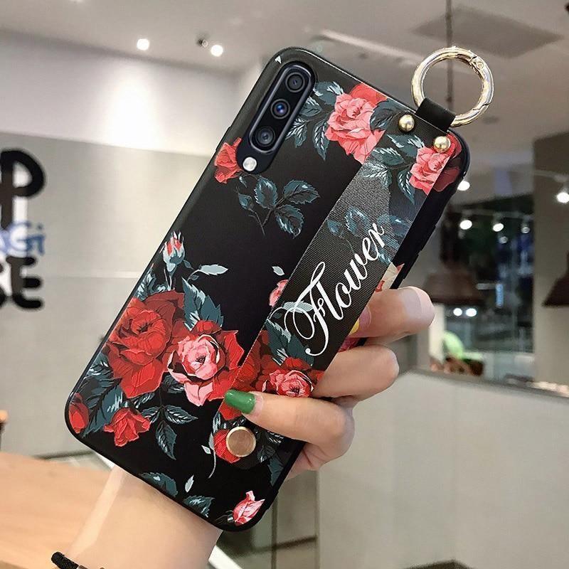 Flowers Black Cute Phone Cases For Galaxy S21 S10 S20 plus Ultra 20 30 A50 70 A51 71 21s 52 72 32 12 13 - Touchy Style