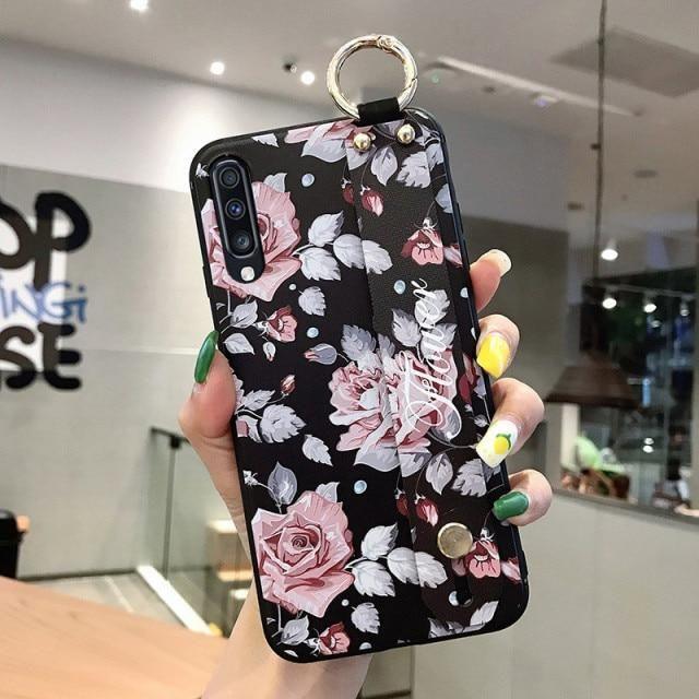 Flowers Black Cute Phone Cases For Galaxy S21 S10 S20 plus Ultra 20 30 A50 70 A51 71 21s 52 72 32 12 13 - Touchy Style