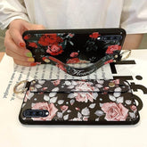 Flowers Black Cute Phone Cases For Galaxy S21 S10 S20 plus Ultra 20 30 A50 70 A51 71 21s 52 72 32 12 13 - Touchy Style