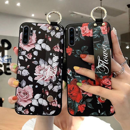 Flowers Black Cute Phone Cases For Huawei P20 Lite P30 P40 Pro Lite Mate 20 30 Pro Lite Nova 5t Honor 20 30 Pro - Touchy Style