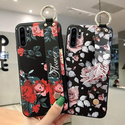 Flowers Black Cute Phone Cases For Huawei P20 Lite P30 P40 Pro Lite Mate 20 30 Pro Lite Nova 5t Honor 20 30 Pro - Touchy Style