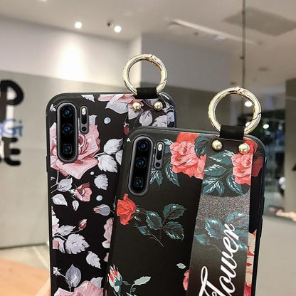 Flowers Black Cute Phone Cases For Huawei P20 Lite P30 P40 Pro Lite Mate 20 30 Pro Lite Nova 5t Honor 20 30 Pro - Touchy Style