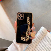 For iPhone 14 13 11 12 Pro Max Cases Luxury Metal Chain Wristband Plating Cute Phone Case For iPhone XR XS Max 7 8 Plus X Back Cover - Touchy Style .