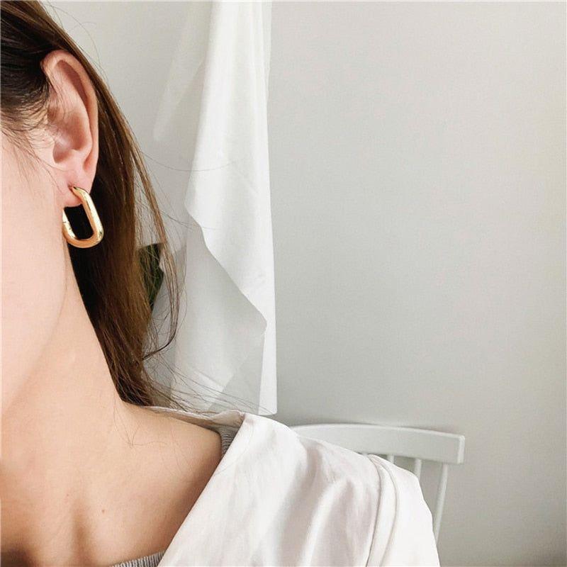 French Chunky Hoops Geometrical Earrings Charm Jewelry POS0443 - Touchy Style