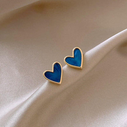 French Sweet Blue Heart Mini Earrings Charm Jewelry XYS0243 - Touchy Style