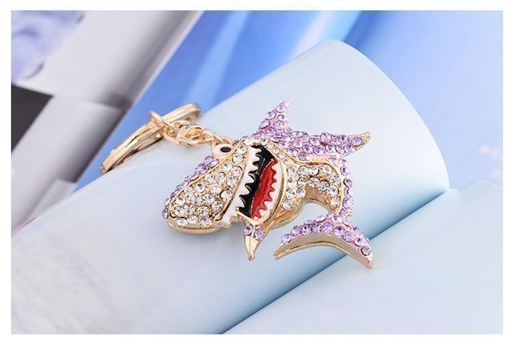 Full Rhinestone Shark Unique Key Chain - C5201 - Touchy Style