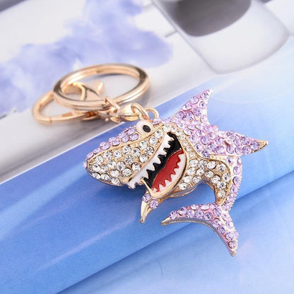 Full Rhinestone Shark Unique Key Chain - C5201 - Touchy Style