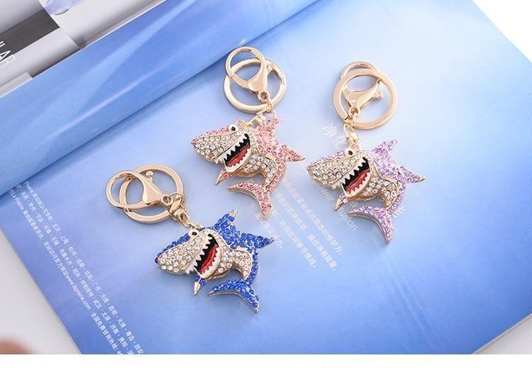 Full Rhinestone Shark Unique Key Chain - C5201 - Touchy Style