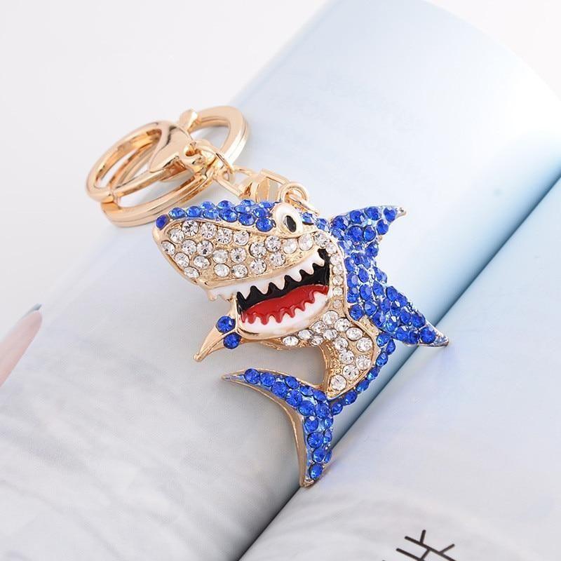 Full Rhinestone Shark Unique Keychains 