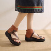 Genuine Leather Heel Sandals - Women&