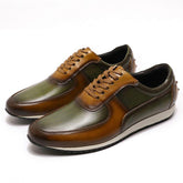 Genuine Leather Oxford Street Style Sneakers Men&