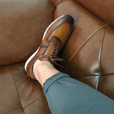 Genuine Leather Oxford Street Style Sneakers Men&