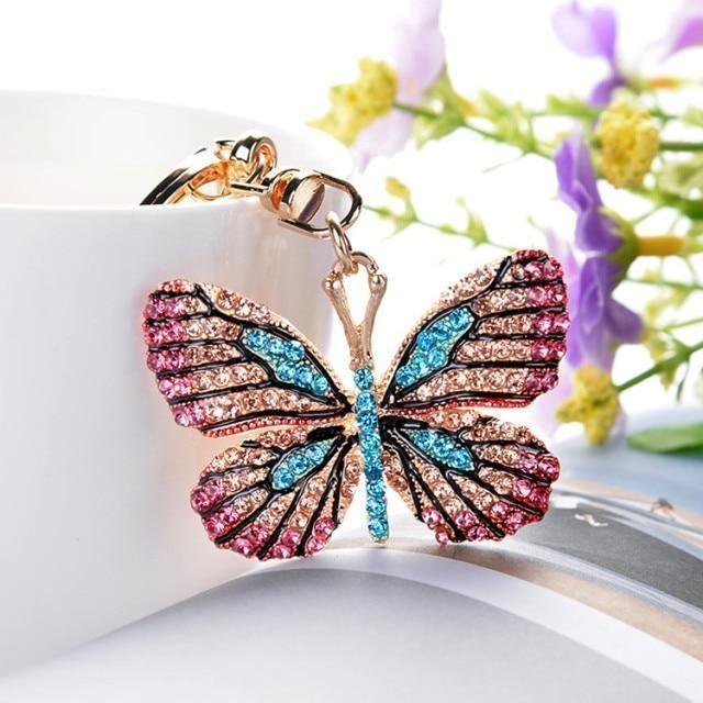 Glittering Full Rhinestone Butterfly Unique Key Chain - C5198 - Touchy Style