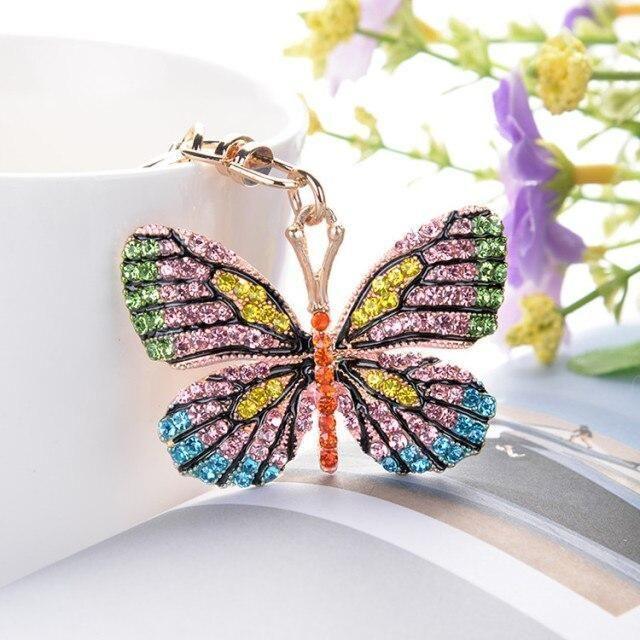 Glittering Full Rhinestone Butterfly Unique Key Chain - C5198 - Touchy Style