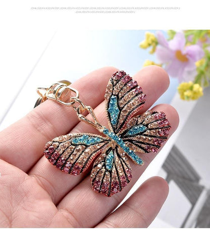 Glittering Full Rhinestone Butterfly Unique Key Chain - C5198 - Touchy Style