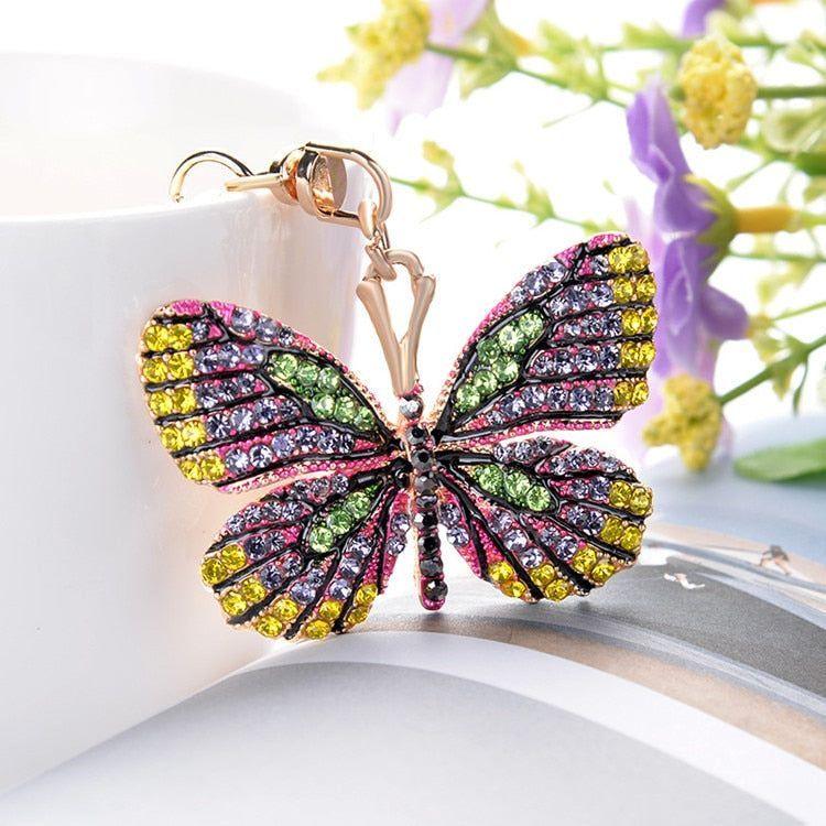 Glittering Full Rhinestone Butterfly Unique Key Chain - C5198 - Touchy Style