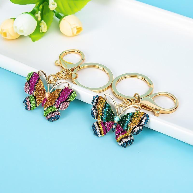 Glittering Full Rhinestone Butterfly Unique Key Chain - C5198 - Touchy Style