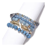 Golden Leaf Bracelets Charm Jewelry BCSET320 Multilayer Bangles - Touchy Style .