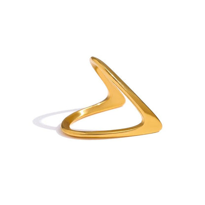 Golden Stainless Steel Geometric Finger Rings Charm Jewelry RCJDD07 - Touchy Style