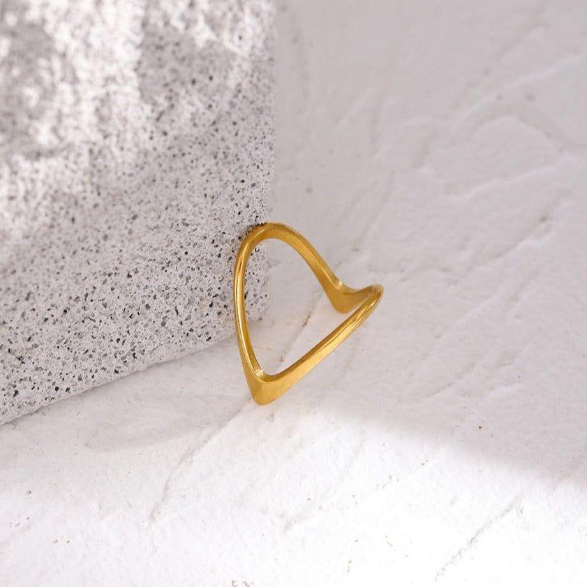 Golden Stainless Steel Geometric Finger Rings Charm Jewelry RCJDD07 - Touchy Style