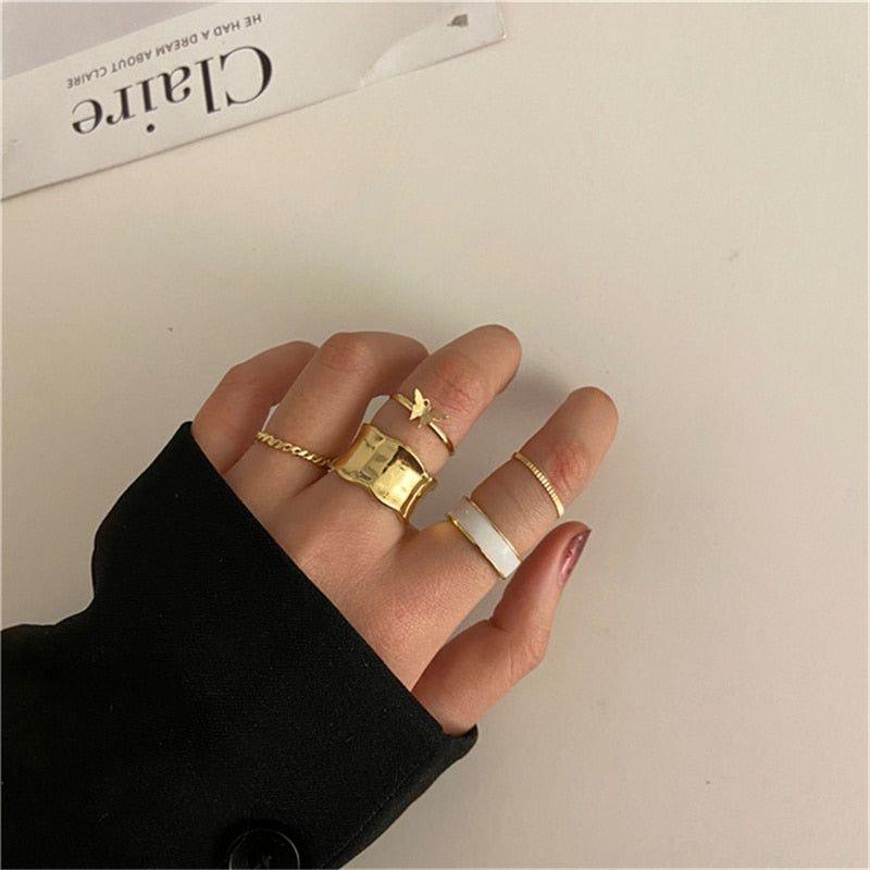 Gothic Metallic Green Oil Three Pieces Open Finger Rings Charm Jewelry Set XYS0139 - Touchy Style