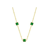 Green Zircon Necklace Stainless Steel Charm Jewelry NCJT36 - Touchy Style