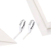 GZ249 - V Shape Hoop Earrings - 925 Sterling Silver Charm Jewelry - Touchy Style .