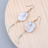 Half Moon Natural White Stone Big Long Earrings Charm Jewelry BS0214 - Touchy Style .