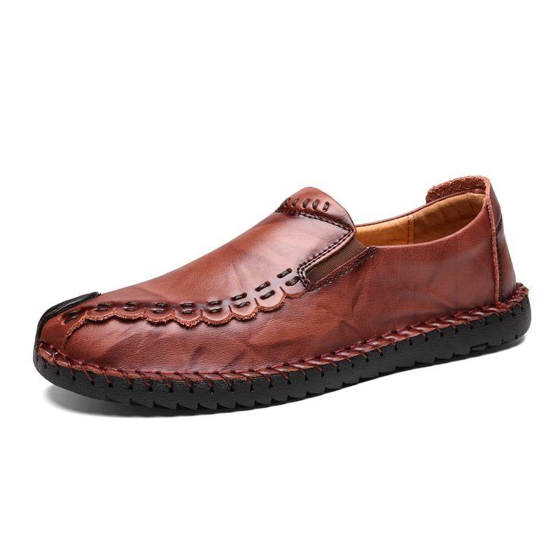 Handmade Leather Loafers Flat Brown Men&