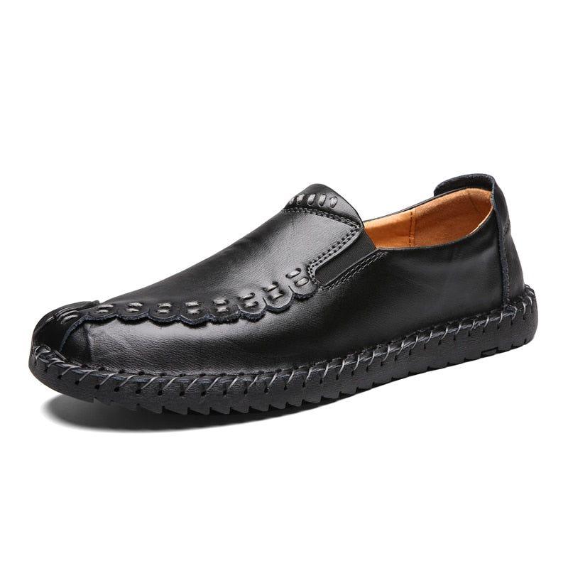 Handmade Leather Loafers Flat Brown Men&