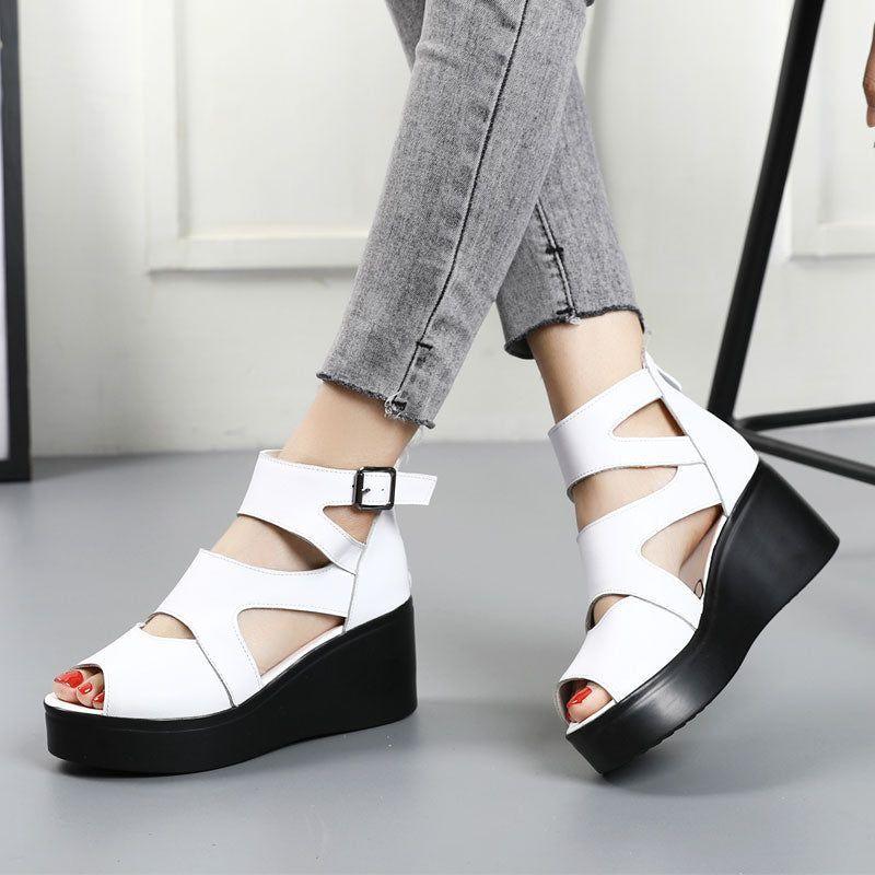 handmade leather women s casual shoes gcsg32 flat platform sandals touchy style 4