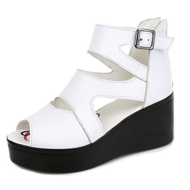 Synthetic Leather Casual Wear Chrisley Women Black Wedge Sandal at best  price in New Delhi