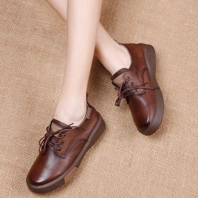 Leisure Handmade 2024 Leather Shoes for Women Genuine Leather Flats 2022