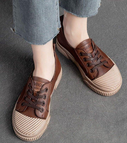 Handmade Women Casual Shoes Leather Platform Sneakers HGCS09 - Touchy Style