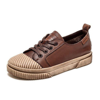 Handmade Women Casual Shoes Leather Platform Sneakers HGCS09 - Touchy Style