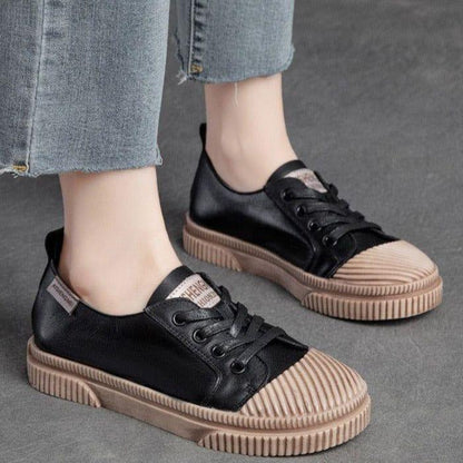 Handmade Women Casual Shoes Leather Platform Sneakers HGCS09 - Touchy Style