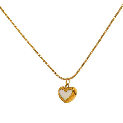 Heart Natural Shell Pendant Necklace Stainless Steel Charm Jewelry NCJR27 - Touchy Style