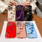 Heart of Gold: Mini Heart Plated Silicone Cute Phone Cases for iPhone 14, 13, 12 Pro, 11 Pro Max, and Plus - Touchy Style .