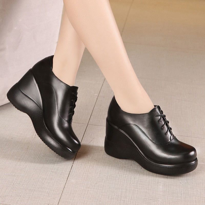 Plus Size Women's Black Wedge Heel Shoes, Elegant & Comfortable Slip-on Work  Shoes | SHEIN USA