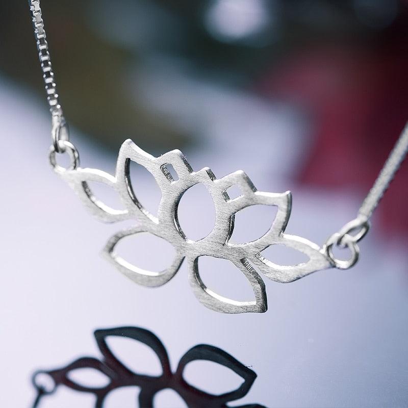 Hollow Out Lotus Necklace - 925 Sterling Silver Charm Jewelry (GX326) - Touchy Style