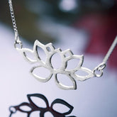 Hollow Out Lotus Necklace - 925 Sterling Silver Charm Jewelry (GX326) - Touchy Style