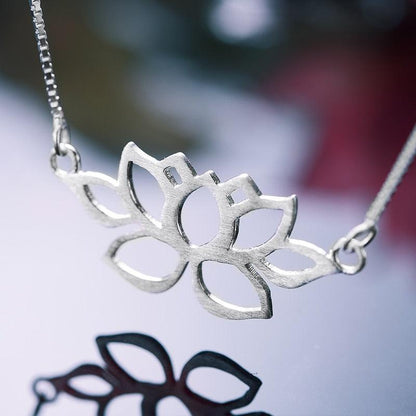 Hollow Out Lotus Necklace - 925 Sterling Silver Charm Jewelry (GX326) - Touchy Style