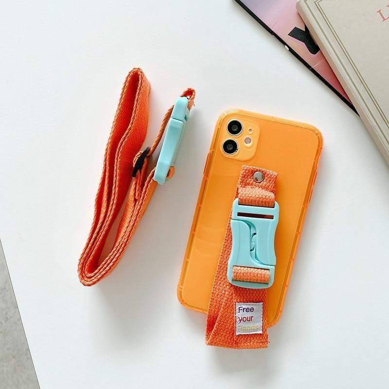 iPhone Cute Phone Cases For iPhone 12 Pro Max Mini 11 Pro Max X XS Max XR 7 8 Plus SE 2020 Fluorescence Lanyard Pattern - Touchy Style