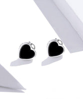 Korean 925 Sterling Silver Black Mini Earrings Charm Jewelry WOS08 - Touchy Style