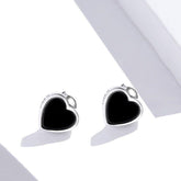 Korean 925 Sterling Silver Black Mini Earrings Charm Jewelry WOS08 - Touchy Style